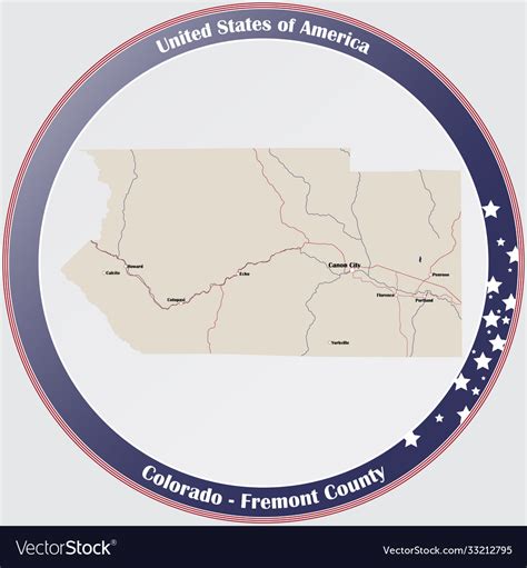 Map fremont county in colorado Royalty Free Vector Image