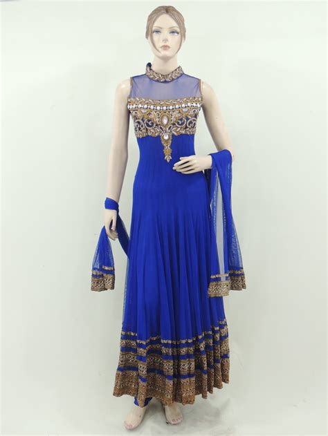 Online Designer Blue Indian Bollywood Long Length Floor Girlish Heavy