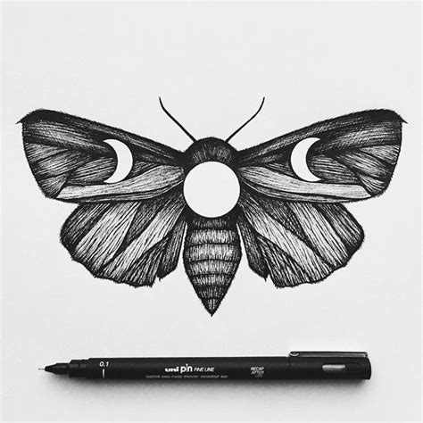 A Drawing Of A Moth On Paper With A Pencil In Its Left Hand