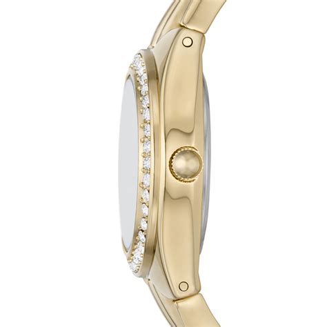 Relic By Fossil Womens Queens Court Gold Metal Watch With Crystal