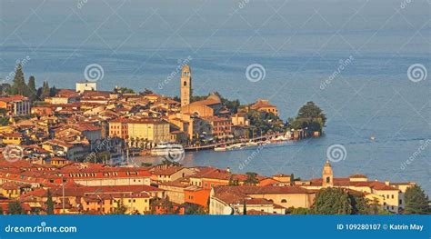 Aerial View Of The City Salo At Lake Garda In Italy Stock Image Image