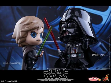 Hot Toys Luke Skywalker Darth Vader Cosbaby Bobble Head Set