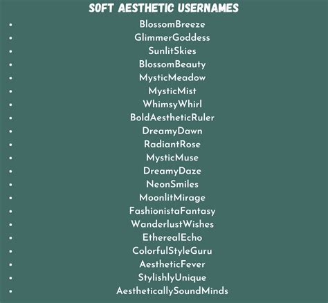 Soft Cute Good Aesthetic Usernames And Nicknames