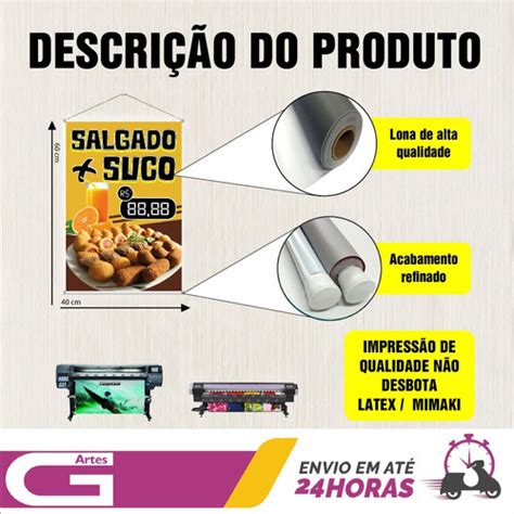 Placa Faixa Banner Salgado Suco Preço Editável MercadoLivre