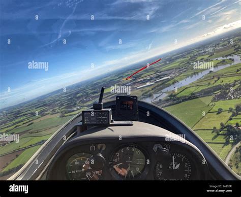 View Of The Flooded River Swale From The Cockpit Of A Glider Stock