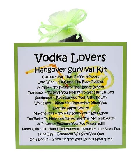 Vodka Lovers Hangover Survival Kit Just Add Vodka For A Fun Novelty