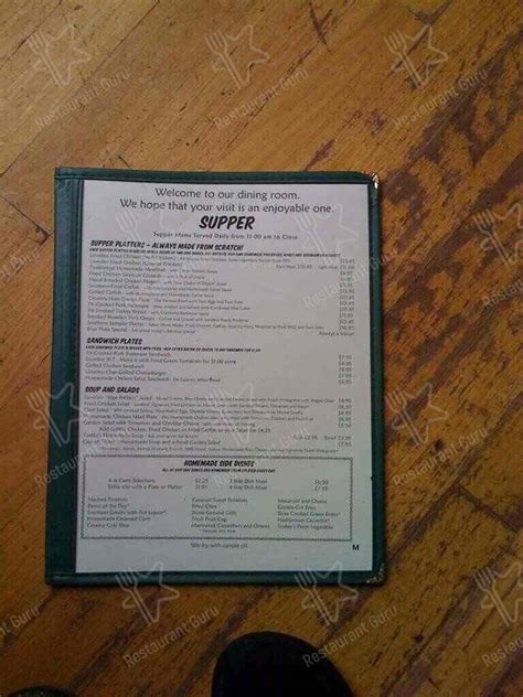 Menu at The Loveless Cafe, Nashville