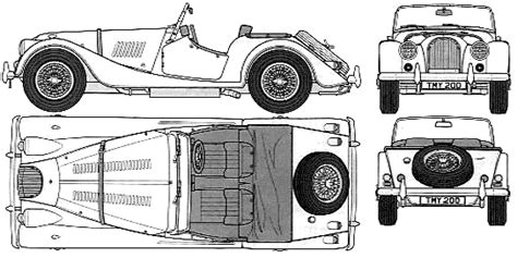 1955 Morgan 4 42 Cabriolet Blueprints Free Outlines