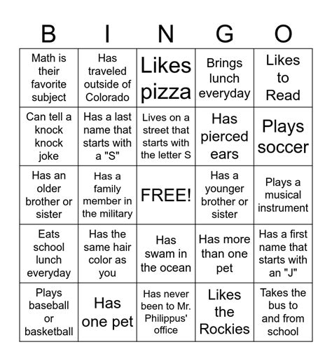 Friend Bingo Card