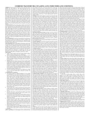 Fillable Online COMBINED TRANSPORT BILL OF LADING LONG FORM Fax