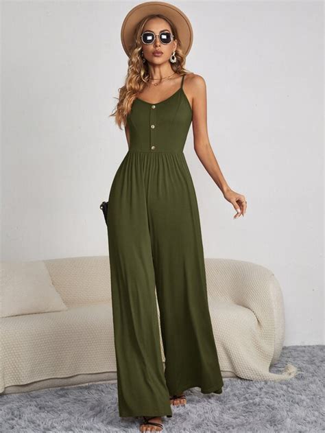 SHEIN VCAY Solid Wide Leg Cami Jumpsuit SHEIN UK