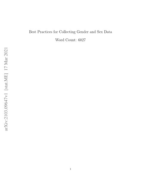 Pdf Best Practices For Collecting Gender And Sex Data