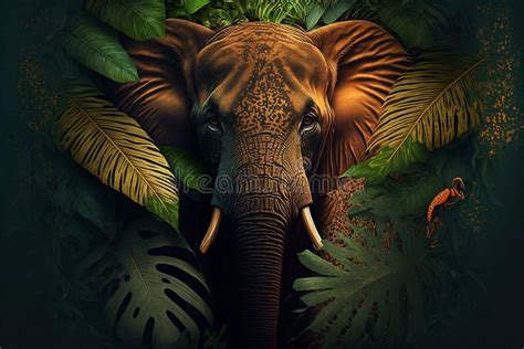 Ai Generated Illustration Of An Elephant In The Jungle Stock