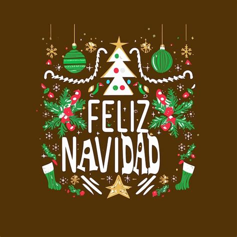 Feliz Navidad Schriftzug Weihnachtsbaum Winter Vektor Design F R T