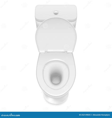 White Toilet With Open Cap Top View Realistic Vector Illustration