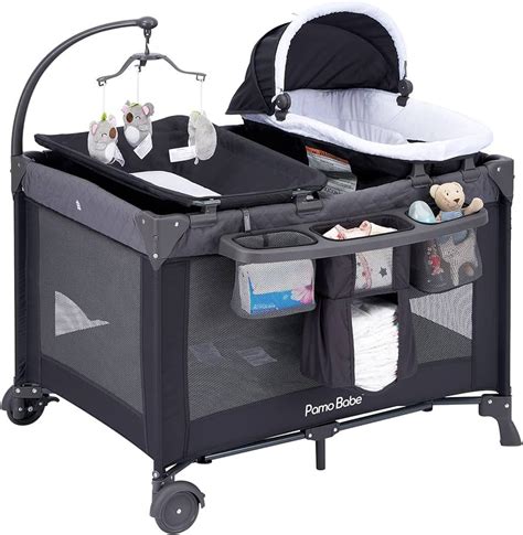 Pamo Babe Portable Crib For Baby In Baby Nursery Center Grey