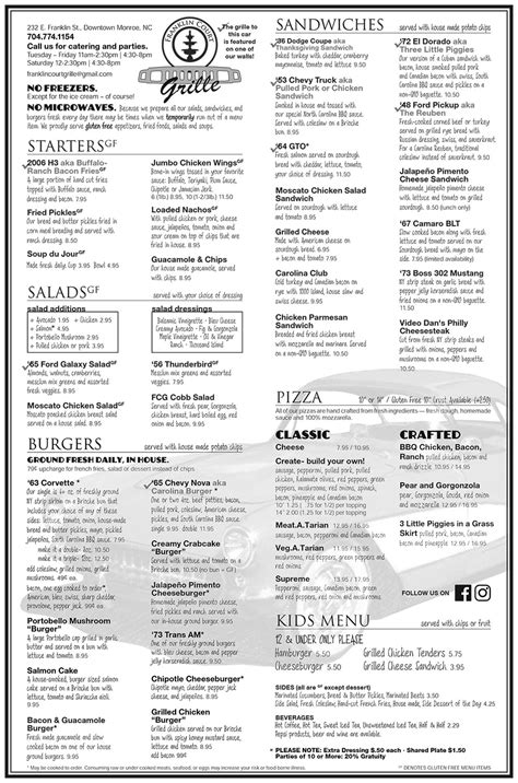 Franklin Court Grille Menu- Lunch & Dinner