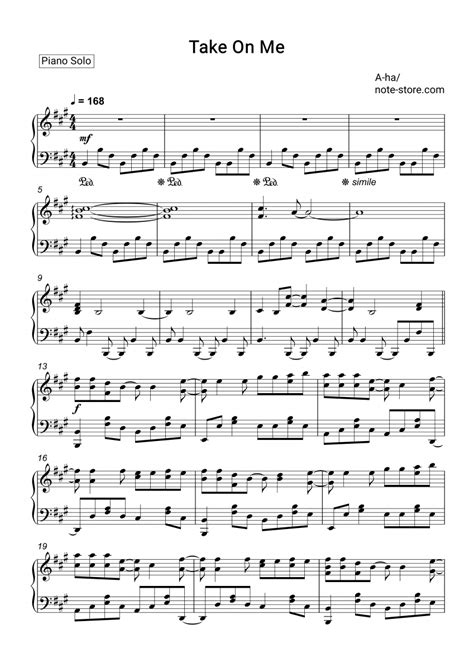 A Ha Take On Me Sheet Music For Piano Download Piano Solo Sku Pso0019647 At