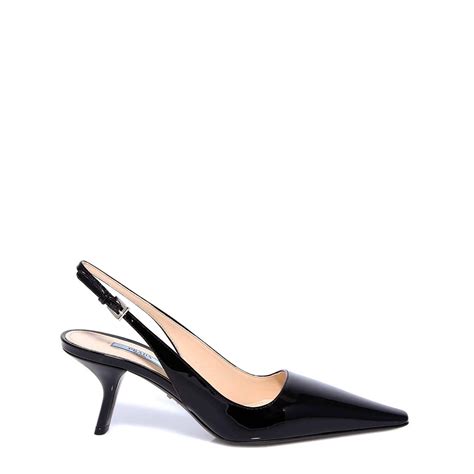 Prada Leather Pointed Toe Slingback Pumps In Black Lyst