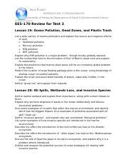 EES 170 Test 3 Study Guide S19 Docx BLUE PLANET INTRODUCTION TO