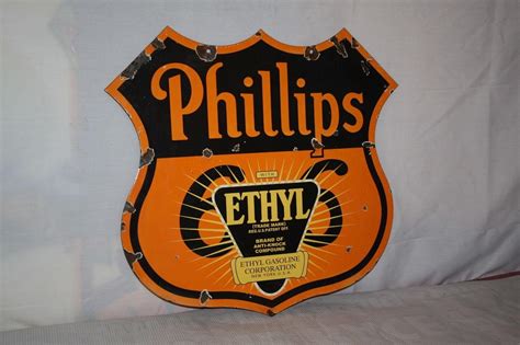 Phillips Shield With The Ethyl Logo Porcelain Sign Porcelain Signs