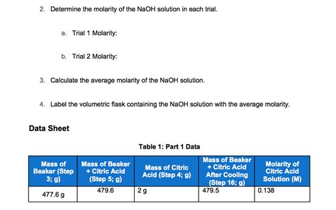 Solved EXPERIMENT 1 DETERMINING MOLARITY OF NaOH Chegg