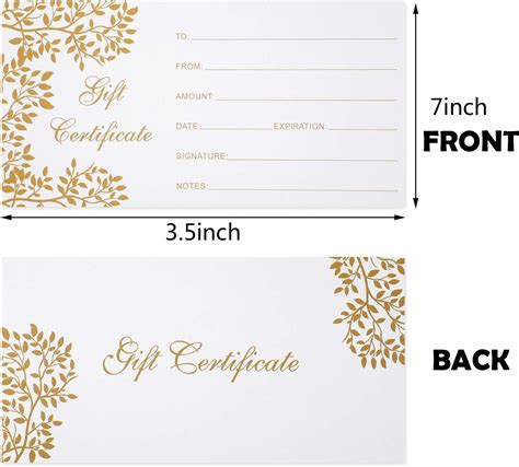 Buy Pieces Blank Gift Certificates Cards Vouchers Gold Blank Cards