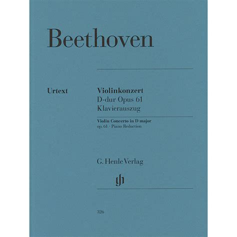 Concerto In D Major Op For Violin And Piano Urtext Ludwig Van