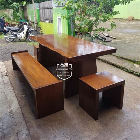 Set Meja Makan Kayu Solid Trembesi Jepara MJS FURNITURE JEPARA