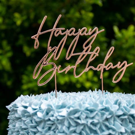 Rose Gold Metal Cake Topper Happy Birthday