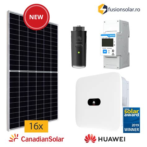 Kit Sistem Fotovoltaic 6kW Hibrid Monofazat Invertor Huawei Si 16