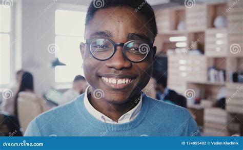 Incredible Close Up Portrait Of Handsome Young African American Man In