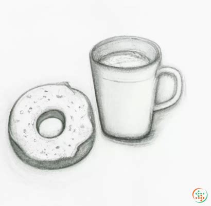 Pencil Drawing Of Coffee With Donut | Artificial Design