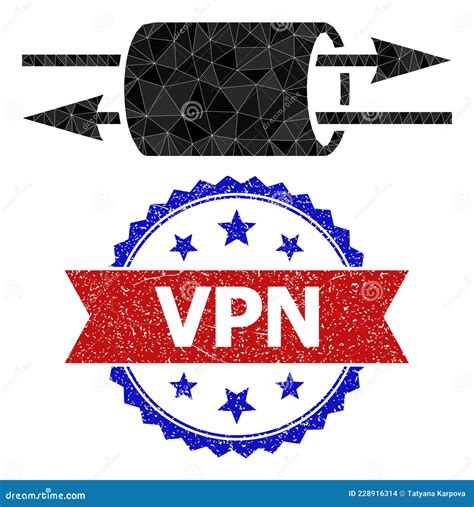 Bicolor Textured Stamp Badge With Vpn Pipe Polygonal Lowpoly Icon Stock