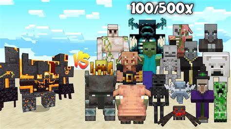 Netherite Monstrosity Vs 100 500x Minecraft Mobs YouTube