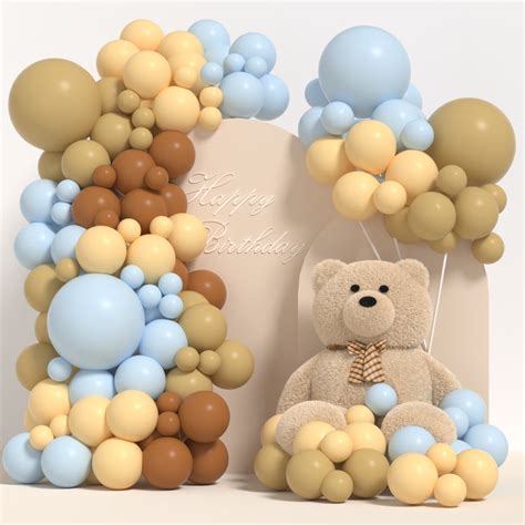 Janinus Blue And Brown Balloon Garland Arch Kit Pastel Blue Brown Nude