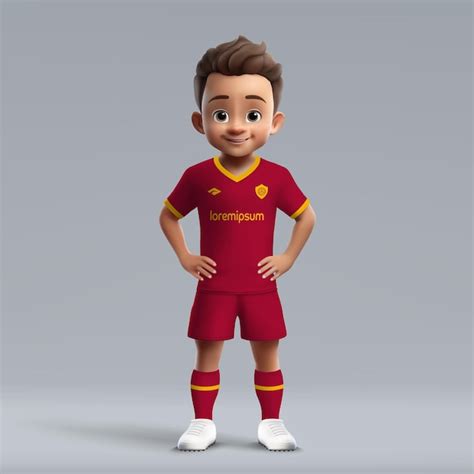 Jeune Joueur De Football Mignon En 3d En Uniforme De Football Vecteur