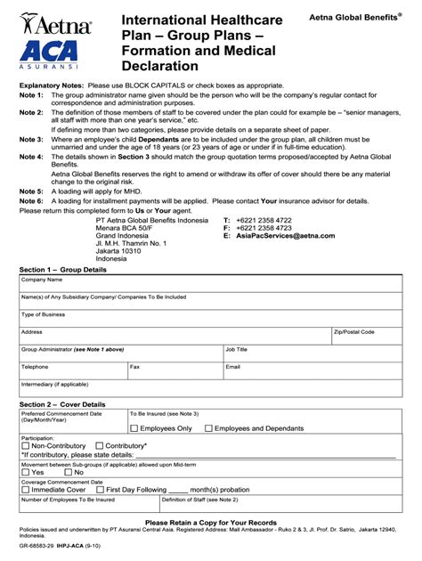 Group Plans Aetna International Form Fill Out And Sign Printable Pdf