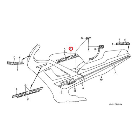 Adhesivo Honda Lado Derecho De Deposito De Gasolina Honda Cbr