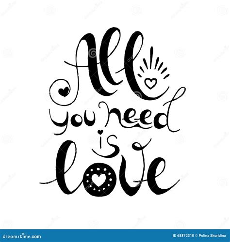 All You Need Is Love Hand Drawn Typography Poster For Valentines Day