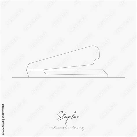 Continuous Line Drawing Stapler Simple Vector Illustration Stapler