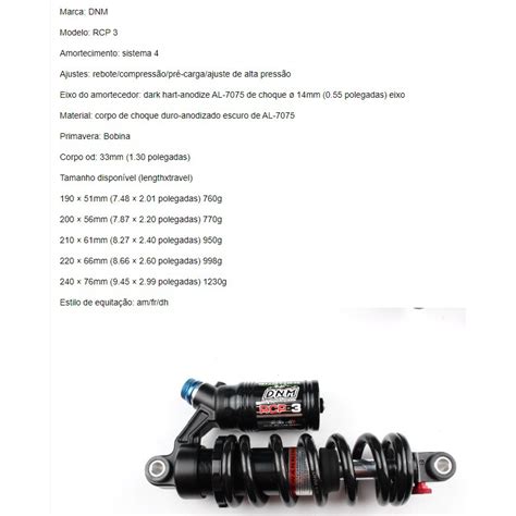 Amortecedor Shock Traseiro Dnm Rcp S Mm Lbs Para Bike Down