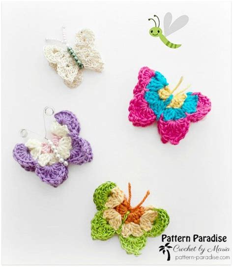 Crochet Pattern For Butterfly Motif Butterfly Applique Etsy Artofit