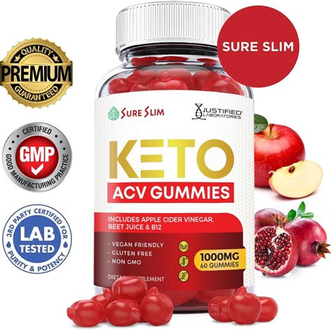 Justified Laboratories Sure Slim Keto Acv Gummies 1000mg With Pomegranate Juice Beet Juice