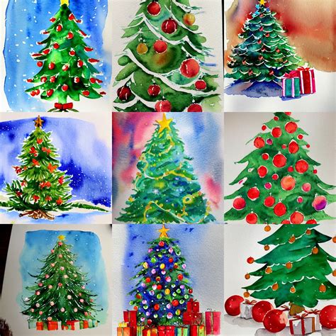 Watercolor Painting Of A Christmas Tree Stable Diffusion OpenArt