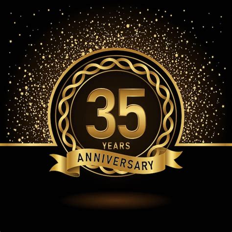 Premium Vector 35th Anniversary Gold Color Template Design For Birthday Event Vector Template