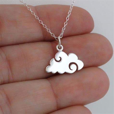 Cloud Necklace 925 Sterling Silver Charm Weather Cloudy Rain Storm