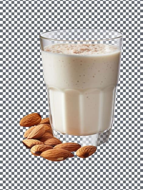 Sabroso Vaso De Leche De Almendras Con Almendras Aisladas Sobre Fondo