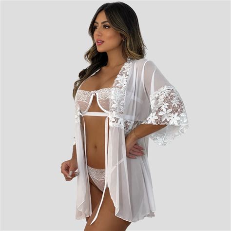 Robe Gringa Robe De Tule Conjunto Lingerie Gringa Meia Ta A Sexy