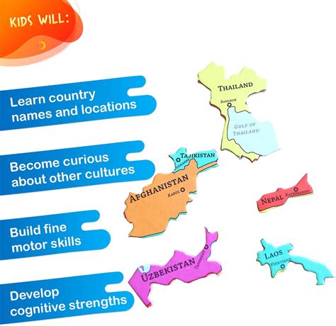 Geotoys Geopuzzle Asia Juguetes Educativos Para Niños Y Niñas Rompecabezas De Geografía De 50